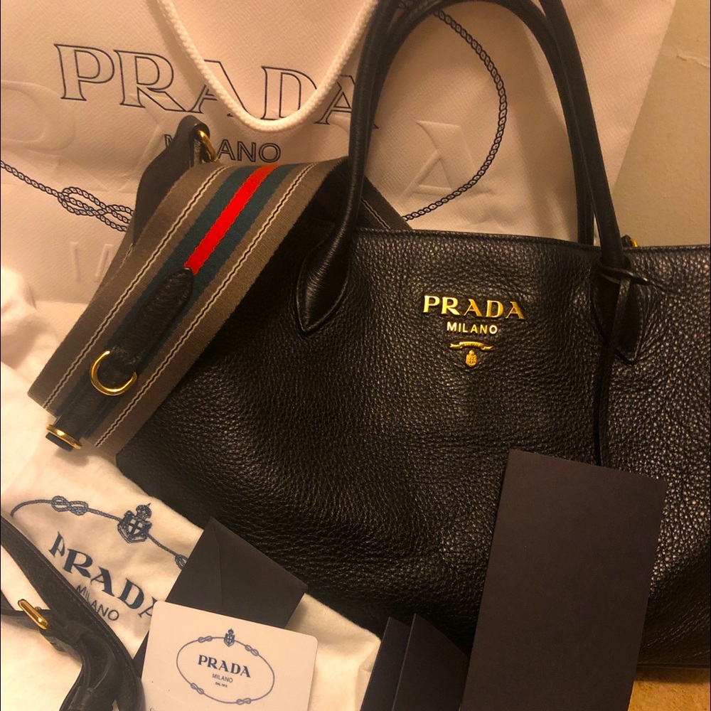 Black prada two way bag